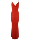 Elisabetta Franchi Draped Jersey Maxi Dress In Red
