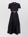 Elisabetta Franchi Long Dress With Transparent Detail And Pockets In Black