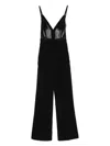 Elisabetta Franchi Black Jumpsuit With Deep Neckline And Lace Detail On The Front In Black