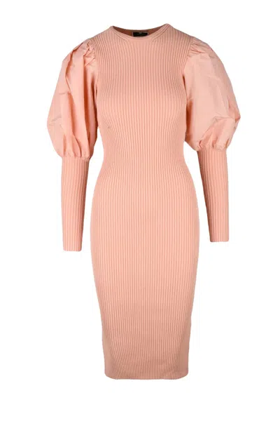 Elisabetta Franchi Long Knit Dress - Old Rose In Pink