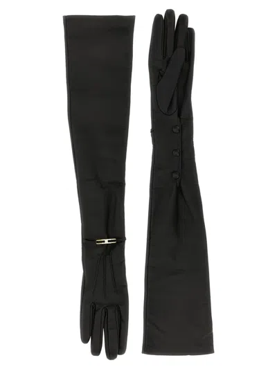 Elisabetta Franchi Long Nappa Gloves In Black