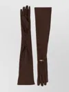 Elisabetta Franchi Long Nappa Gloves Gold-tone Hardware In Burgundy
