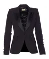 Elisabetta Franchi Tailored Blazer With Satin Lapel In Black