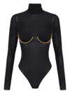 Elisabetta Franchi Long Sleeve Bodysuit In Black