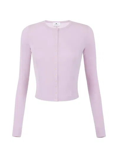 Elisabetta Franchi Long Sleeve Cardigan In Blue