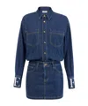 Elisabetta Franchi Shirt-style Denim Dress With Contrast Stitching In Blue