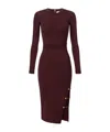 Elisabetta Franchi Knit Dress With Chain And Gold Buttons In Burgundy