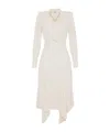 Elisabetta Franchi Abito In Georgette Con Foulard Gioiello Bianco In Butter Color