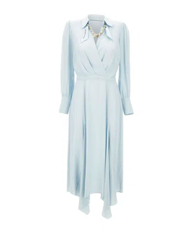 Elisabetta Franchi Long Sleeve Dress In Light Blue