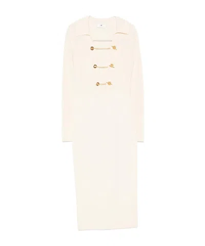Elisabetta Franchi Long Sleeve Dress In Neutral