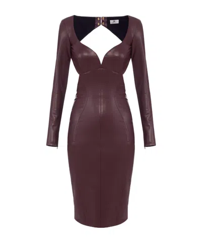 Elisabetta Franchi Long Sleeve Dress In Purple
