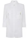 Elisabetta Franchi Three-quarter Sleeve White Shirt With Flap Pockets In White