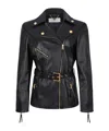 Elisabetta Franchi Long Sleeve Leather Jacket In Black