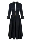 Elisabetta Franchi Long-sleeve Midi Dress In Black