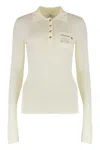Elisabetta Franchi Long Sleeve Polo Shirt In Neutral
