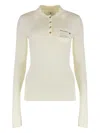 Elisabetta Franchi Long Sleeve Polo Shirt In White