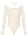 Elisabetta Franchi Long-sleeve Ribbed-knit Bodysuit In Neutral