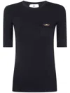 Elisabetta Franchi Ribbed Chain-embellished Top In Black