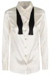 Elisabetta Franchi Long-sleeve Satin-finish Shirt With Classic Collar In White