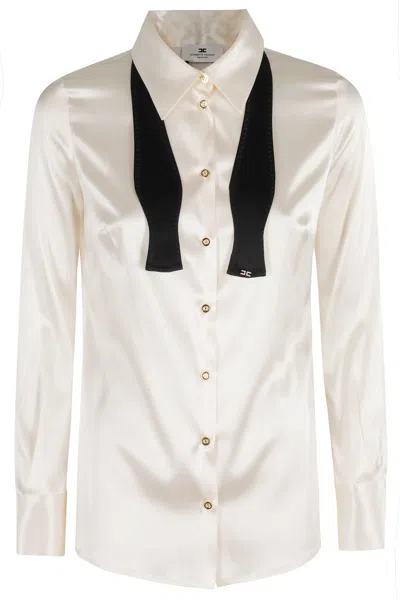 ELISABETTA FRANCHI ELISABETTA FRANCHI LONG-SLEEVE SATIN-FINISH SHIRT WITH CLASSIC COLLAR