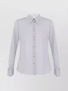 Elisabetta Franchi Long Sleeve Sheer Collared Top In White