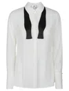 Elisabetta Franchi Cotton Poplin Shirt With Logo In Avorio
