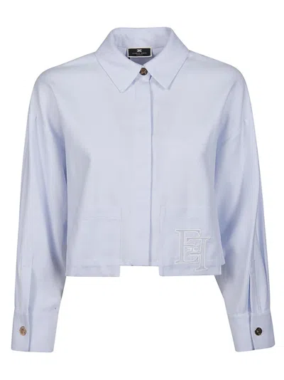 Elisabetta Franchi Long Sleeve Shirt In Clear Blue