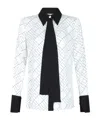 Elisabetta Franchi Casual Geometric Pattern Long Sleeve Top In White