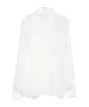 Elisabetta Franchi High-neck Gathered Silk Top In White