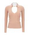 Elisabetta Franchi Ribbed Polo-neck Sweater In Pink
