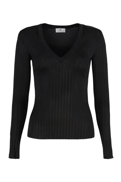 Elisabetta Franchi Long Sleeve Top In Black