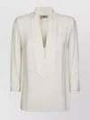 Elisabetta Franchi Long Sleeve Top With Bow And Embroidery In White