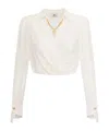 Elisabetta Franchi Cropped Shirt With Golden Chain And Padded Shoulders