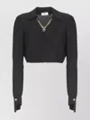 Elisabetta Franchi Blouse In Georgette Fabric With Jewel Detail In Black