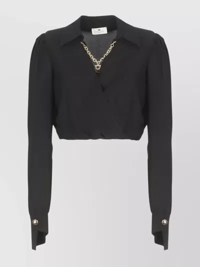 ELISABETTA FRANCHI LONG SLEEVE WRAP SHIRT WITH CHAIN DETAIL
