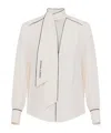 Elisabetta Franchi Georgette Shirt With Scarf And Piping In White
