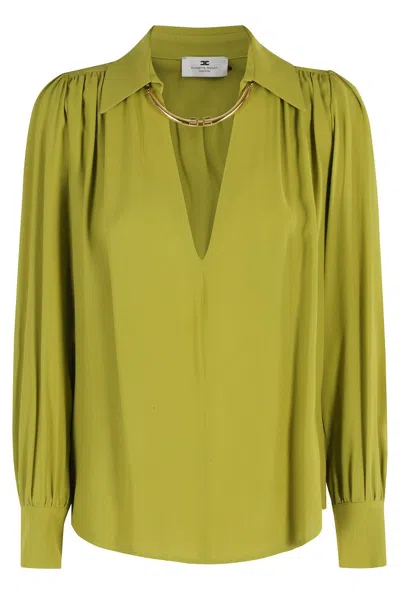 ELISABETTA FRANCHI LONG-SLEEVED BLOUSE WITH CLASSIC COLLAR