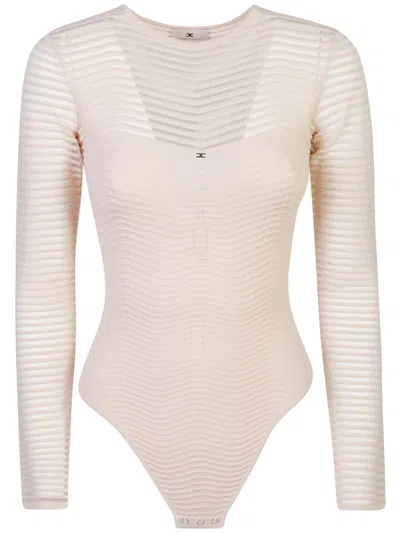 Elisabetta Franchi Long-sleeved Bodysuit In Powder Pink