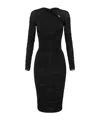 Elisabetta Franchi Long Sleeve Midi Dress With Sheer Fabric In Black