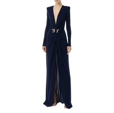 Elisabetta Franchi Long-sleeved Dress In Black