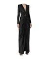 Elisabetta Franchi Jersey Gown Draped V Neckline Maxi In Black