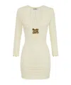 Elisabetta Franchi Knee Length Dress With V-neck And Crochet Detailing In Nude