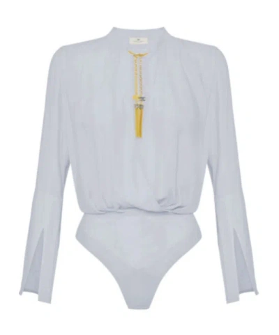Elisabetta Franchi Long-sleeved Jumpsuit In Metallic