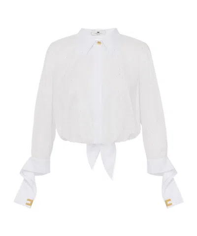 Elisabetta Franchi Long-sleeved Poplin Shirt In White