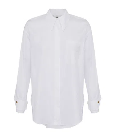 ELISABETTA FRANCHI ELISABETTA FRANCHI LOGO EMBROIDERED CURVED HEM SHIRT
