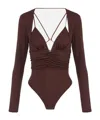 Elisabetta Franchi Long-sleeved Ruched Bodie In Multi