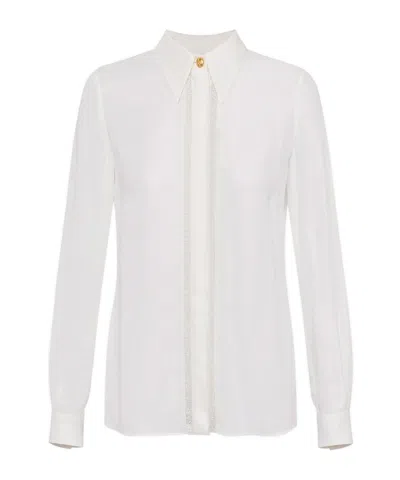ELISABETTA FRANCHI ELISABETTA FRANCHI LETTERING BANDS GEORGETTE BLOUSE