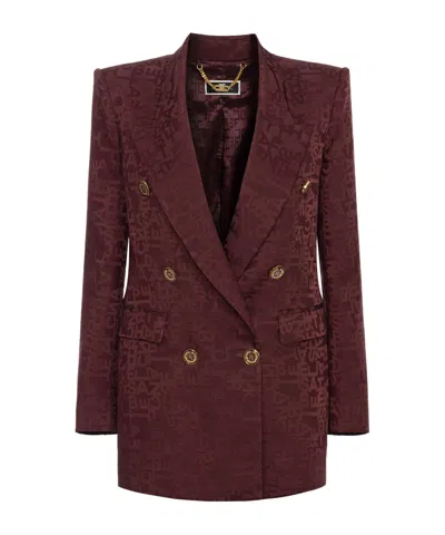 ELISABETTA FRANCHI ELISABETTA FRANCHI MONOGRAM JACQUARD CREPE DOUBLE-BREASTED JACKET
