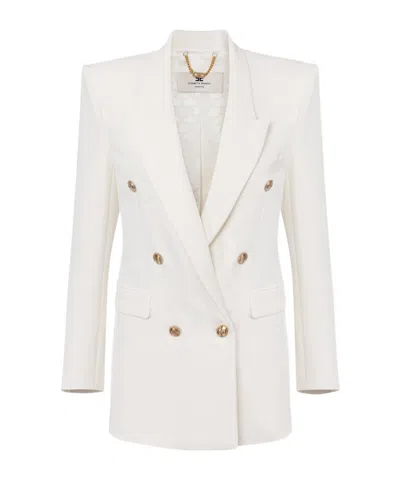 Elisabetta Franchi Long-sleeved Suit Coat In White