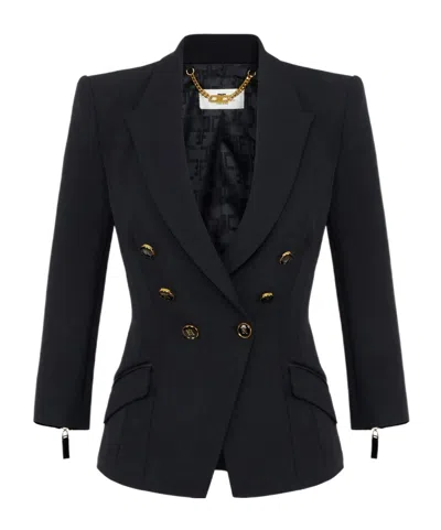 ELISABETTA FRANCHI DOUBLE-BREASTED GOLD-BUTTON JACKET